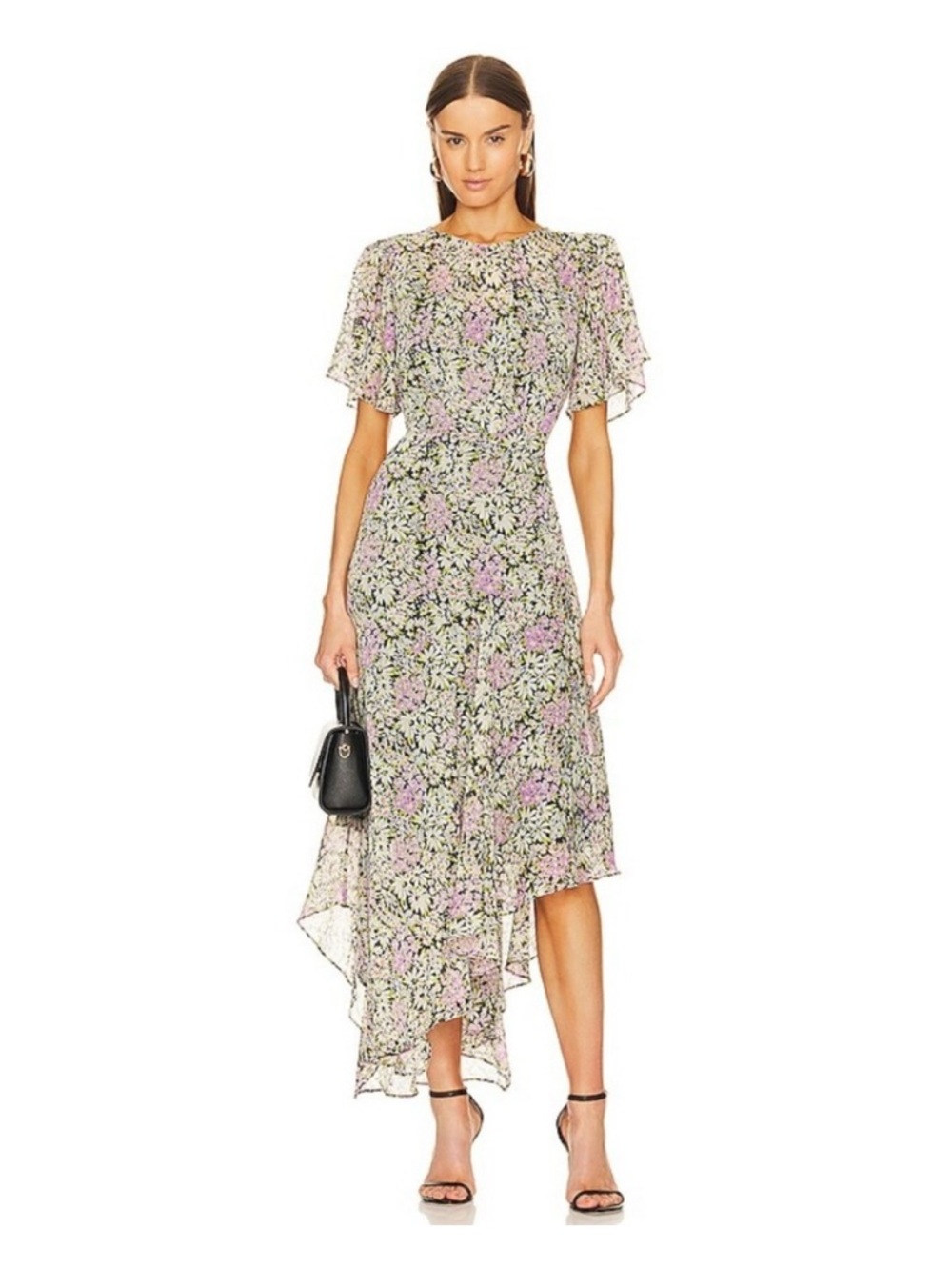 ASTR Floral Maxi Dress in Green and Lilac